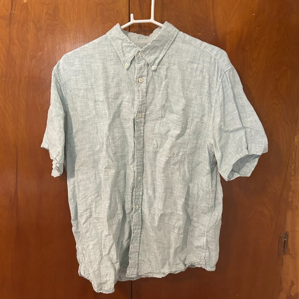 Banana Republic Standard Fit Short-Sleeve Linen Button Down Shirt - Men Large